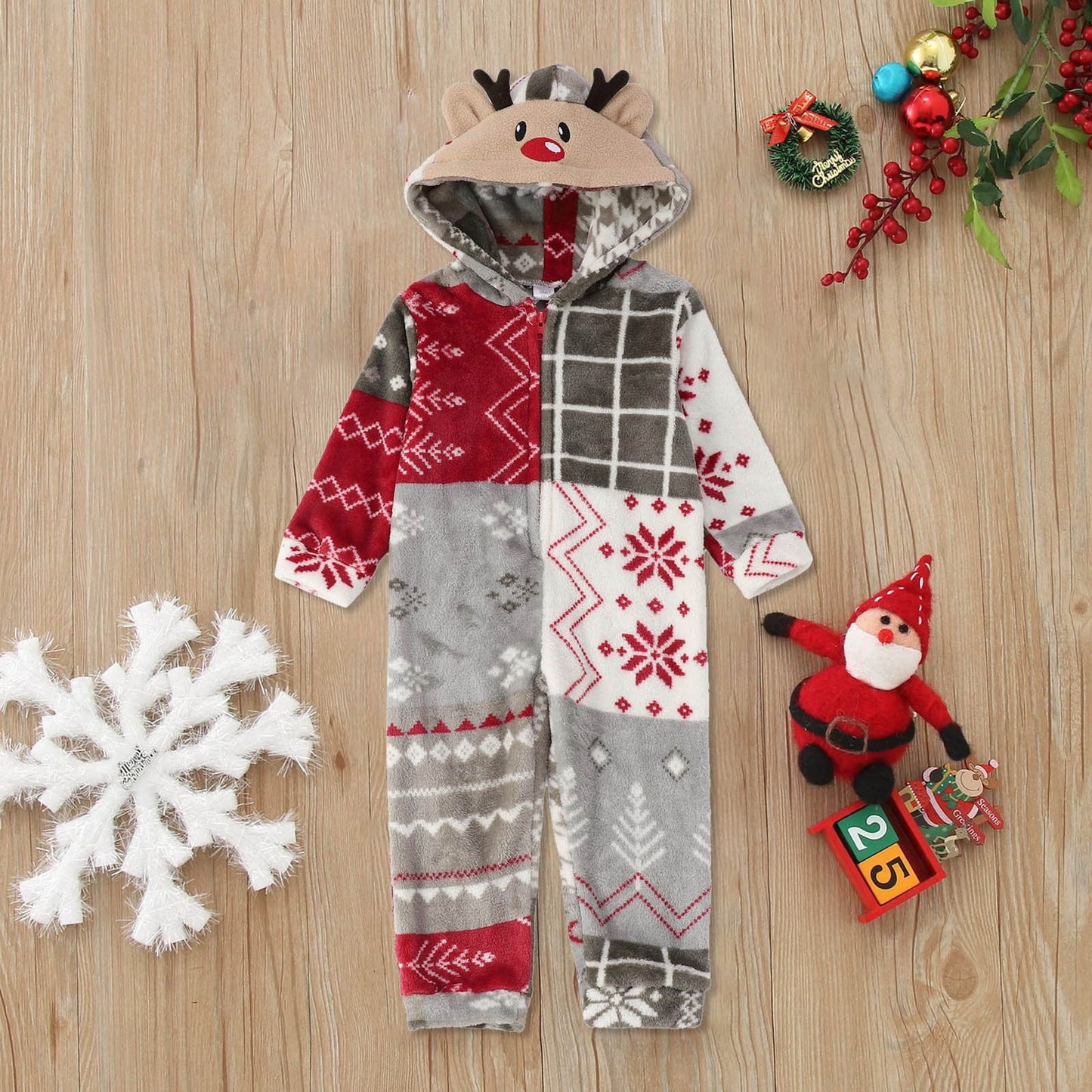 Spooky Home Christmas Family Pajamas Hooded Full Zipper Up Sleepwear Outfits Long Sleeve