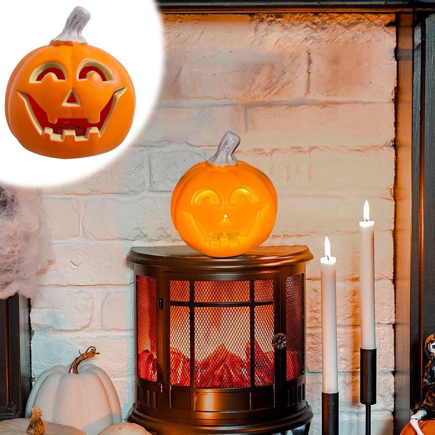 Spooky Home Jack O Lantern Pumpkin, Halloween Hollow Jack O Lantern LED Light 7.8