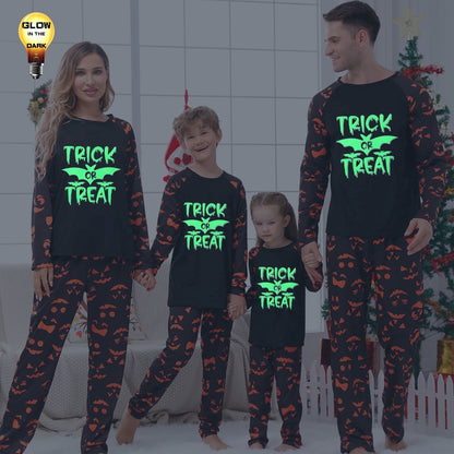Spooky Home Halloween Pajamas Family Matching Glow In The Dark Halloween Print Long Sleeve