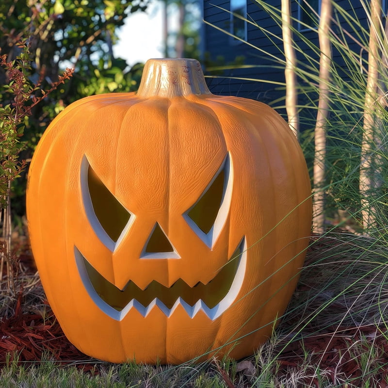 DUNCHATY 21" LED Pumpkin Light, Extra Large Angry Jack O' Lantern Halloween Decor for Outdoor Yard - Furious Face