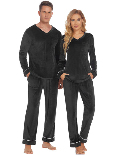 Spooky Home Couples Matching Pajamas Sets Velvet PJs Set for Men and Women Velour
