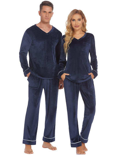 Spooky Home Couples Matching Pajamas Sets Velvet PJs Set for Men and Women Velour
