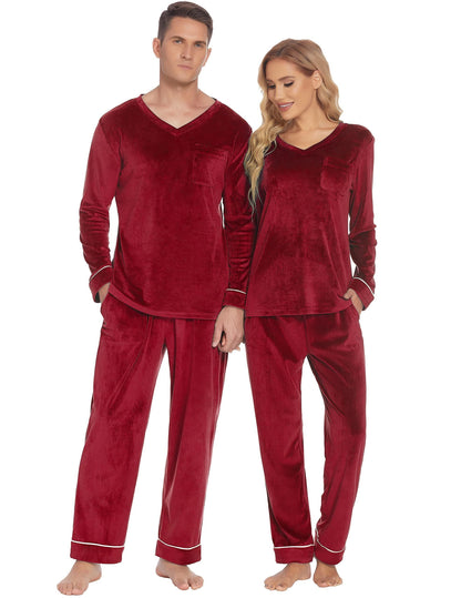 Spooky Home Couples Matching Pajamas Sets Velvet PJs Set for Men and Women Velour