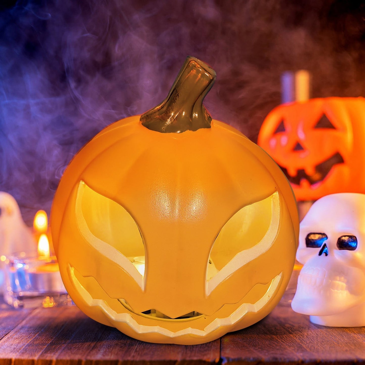 Spooky Home Jack O Lantern Pumpkin, Halloween Hollow Jack O Lantern LED Light 7.8