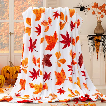 Spooky Home Throw Blanket, Halloween Pumpkin Autumn Plush Fall Decor Fleece Fuzzy Picnic