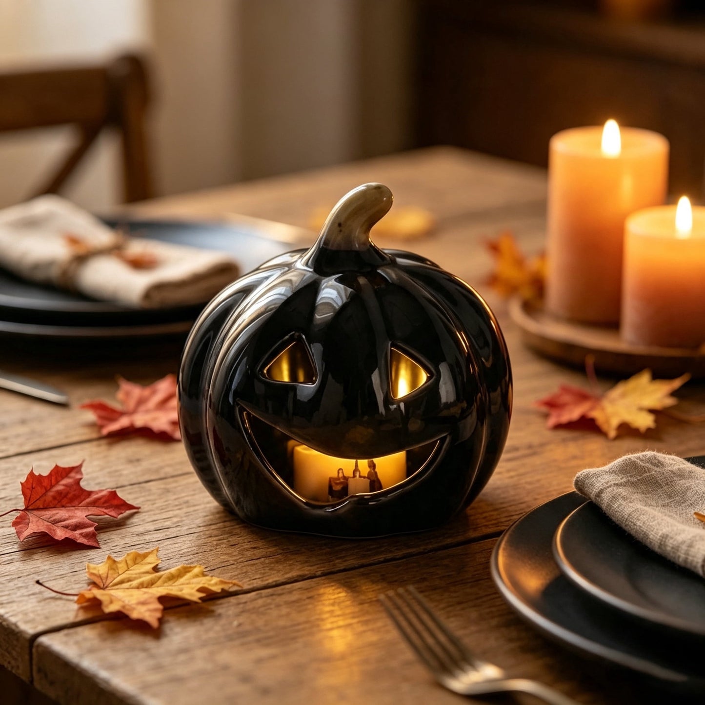 Spooky Home Jack O Lantern Pumpkin, Halloween Hollow Jack O Lantern LED Light 7.8