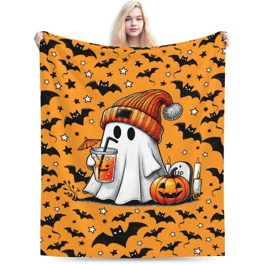 Halloween Blanket for Boys Girls, Haunted Halloween Themed Design Printed Throw Blankets for Kids Lap, Chair Sofa, Warm Soft Cozy Blanket