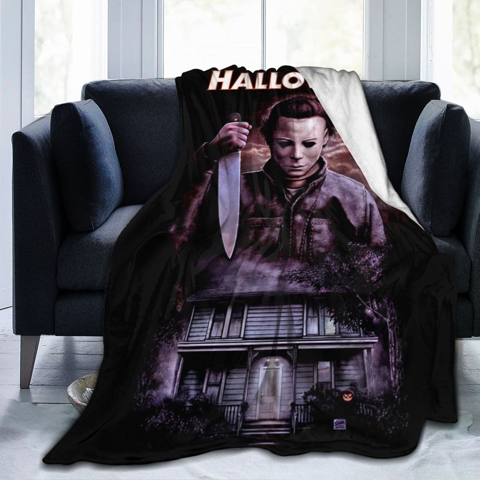 Halloween Horror Movie Throw Blanket 60"X50" Soft Flannel Lightweight Plush Air Conditioner Quilt Suitable For Sofa,Living Room,Bedroom,Double Bed
