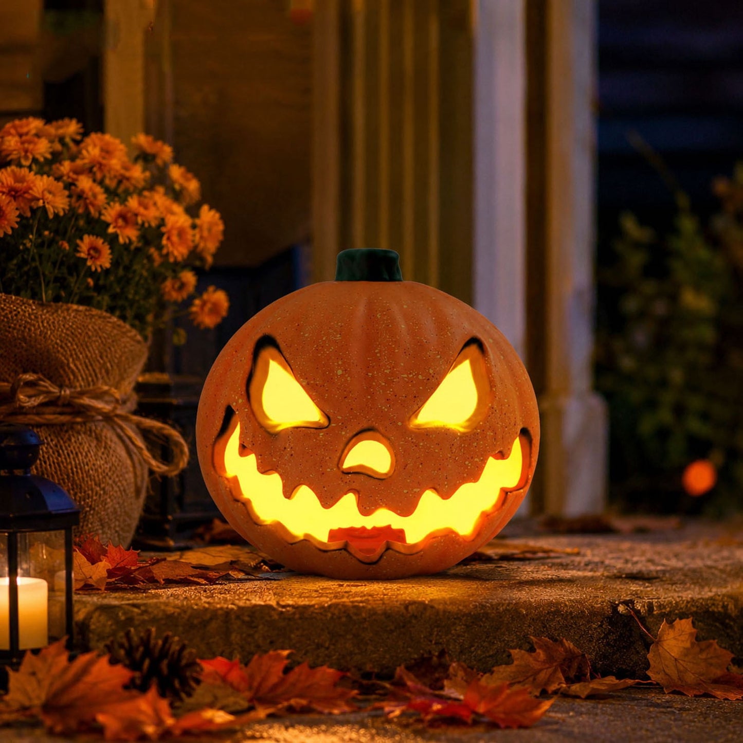 Spooky Home Jack O Lantern Pumpkin, Halloween Hollow Jack O Lantern LED Light 7.8