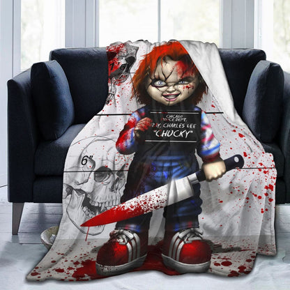 Spooky Home Halloween Horror Movie Throw Blanket 60"X50" Soft Flannel Lightweight Plush