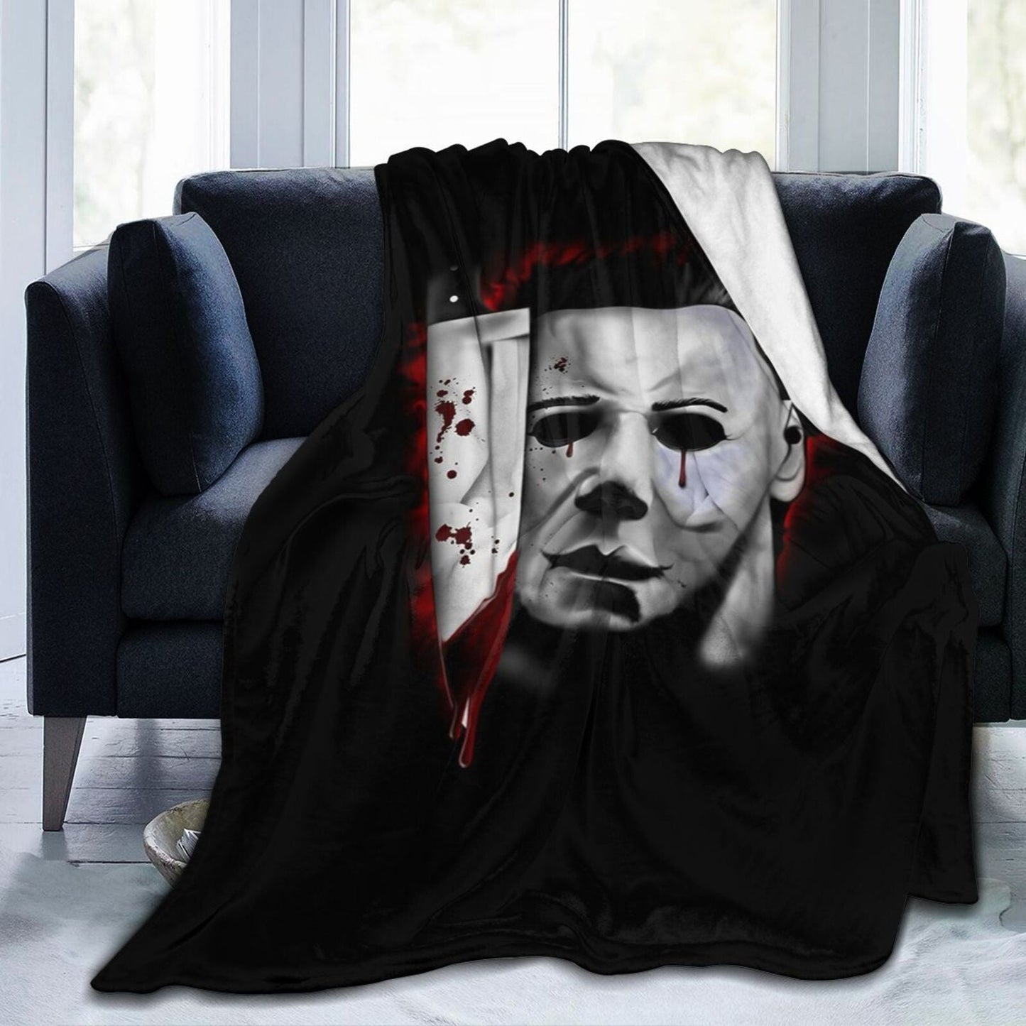 Spooky Home Halloween Horror Movie Throw Blanket 60"X50" Soft Flannel Lightweight Plush