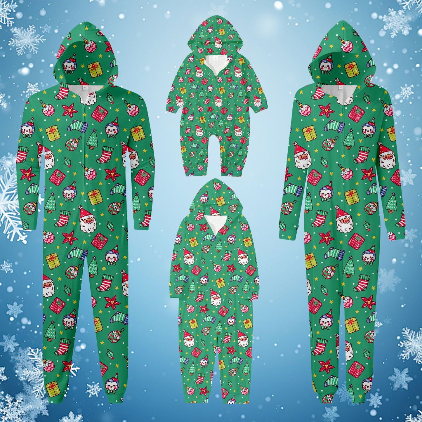 Spooky Home Family Matching Christmas Pajamas Set Cozy Homewear Snowflake Reindeer Print