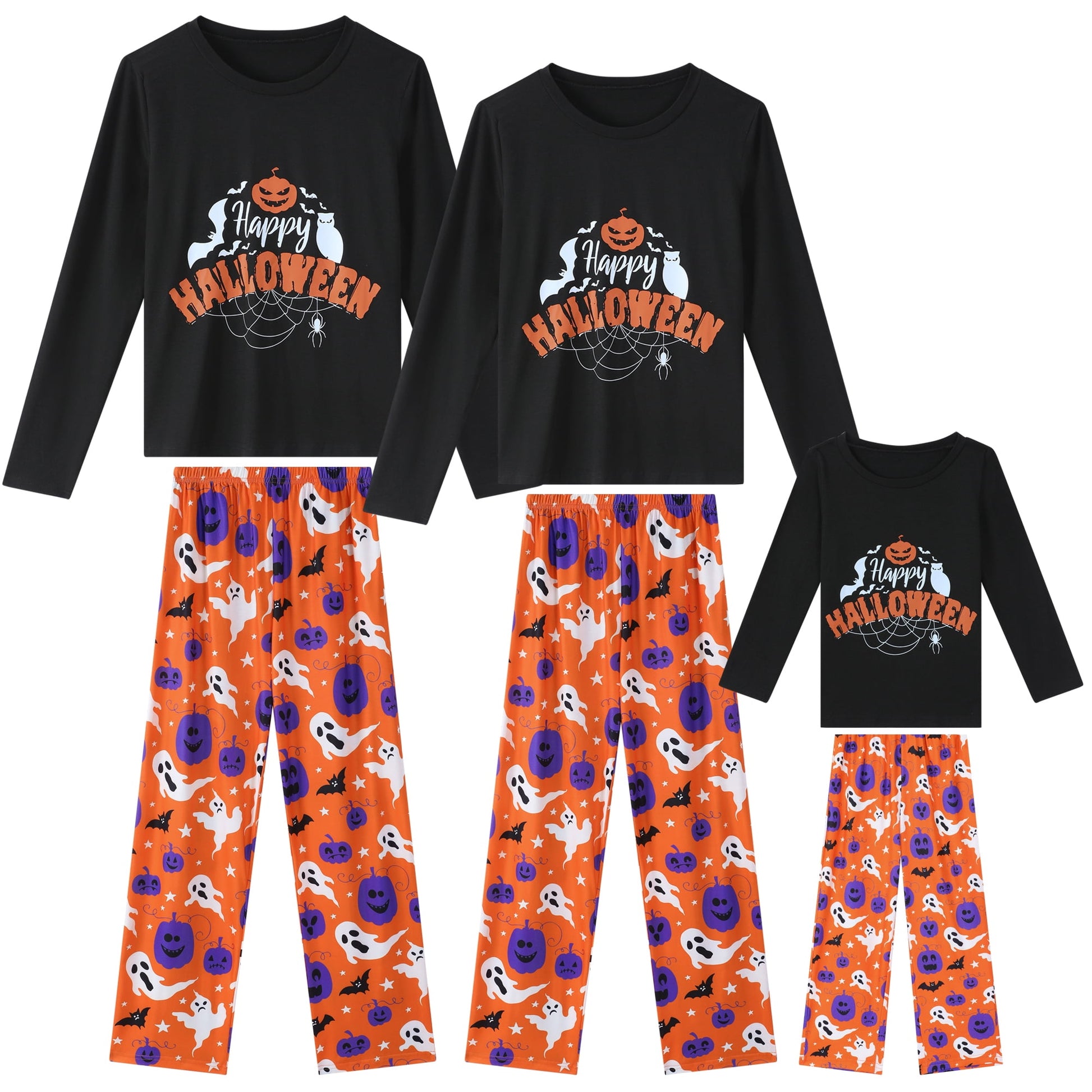 INSPIRE CHIC Family Matching Halloween Pajama Sets Cute Pumpkin Print Long Sleeve Top & Pants Lounge Wear S Orange ["Women"]