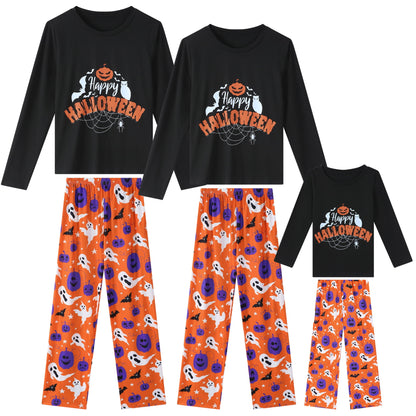 INSPIRE CHIC Family Matching Halloween Pajama Sets Cute Pumpkin Print Long Sleeve Top & Pants Lounge Wear S Orange ["Women"]