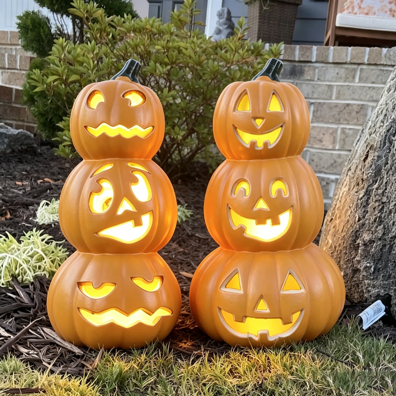 Spooky Home 14in Halloween Pumpkin Jack O Lantern With LED Bulb Indoor/Outdoor Pumpkin