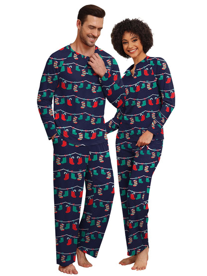 Spooky Home Couple Halloween Pajama Sets Soft PJs Sets for Couples/Women/Men Matching