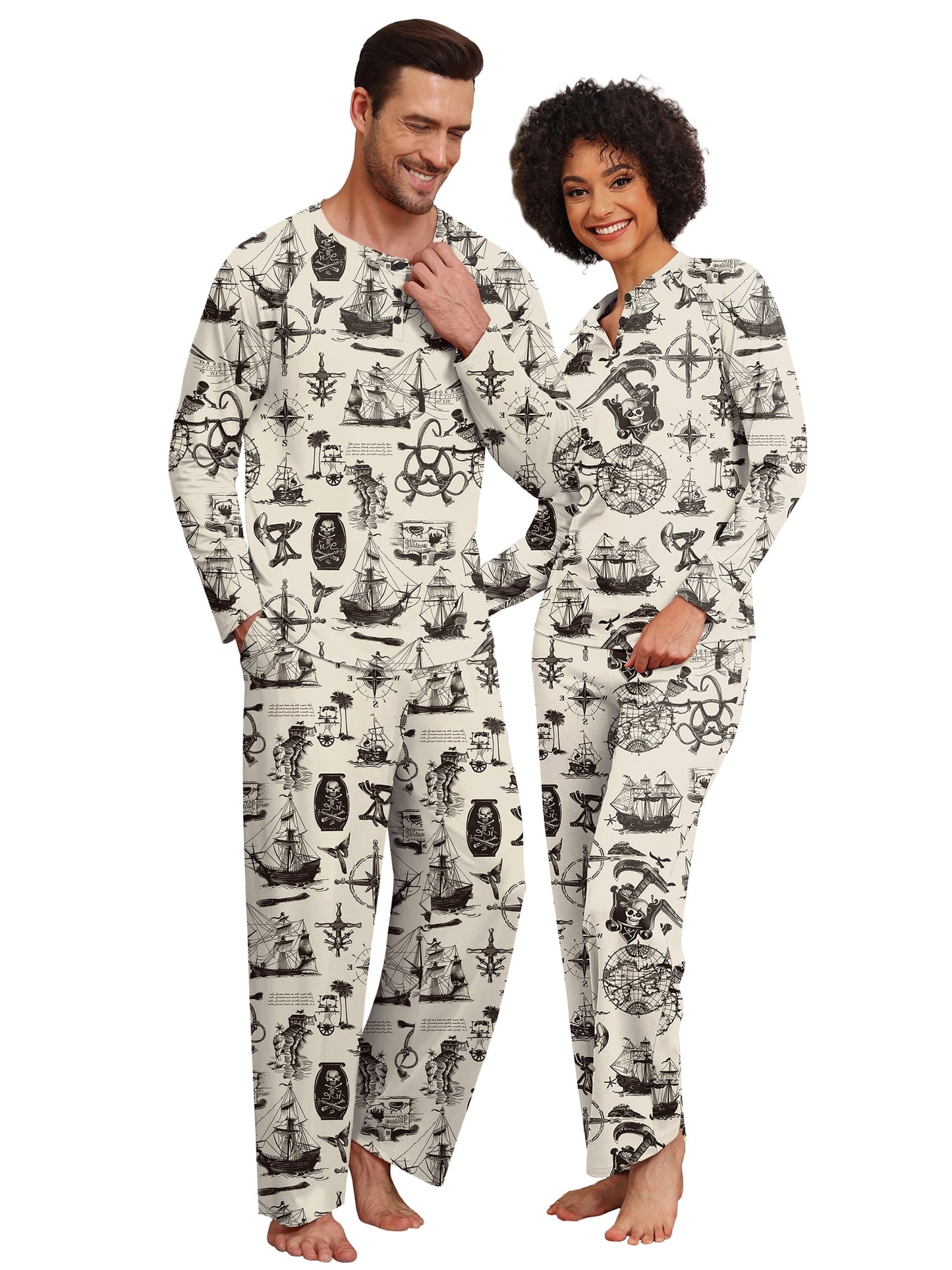 Spooky Home Couple Halloween Pajama Sets Soft PJs Sets for Couples/Women/Men Matching