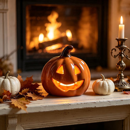 Spooky Home Jack O Lantern Pumpkin, Halloween Hollow Jack O Lantern LED Light 7.8