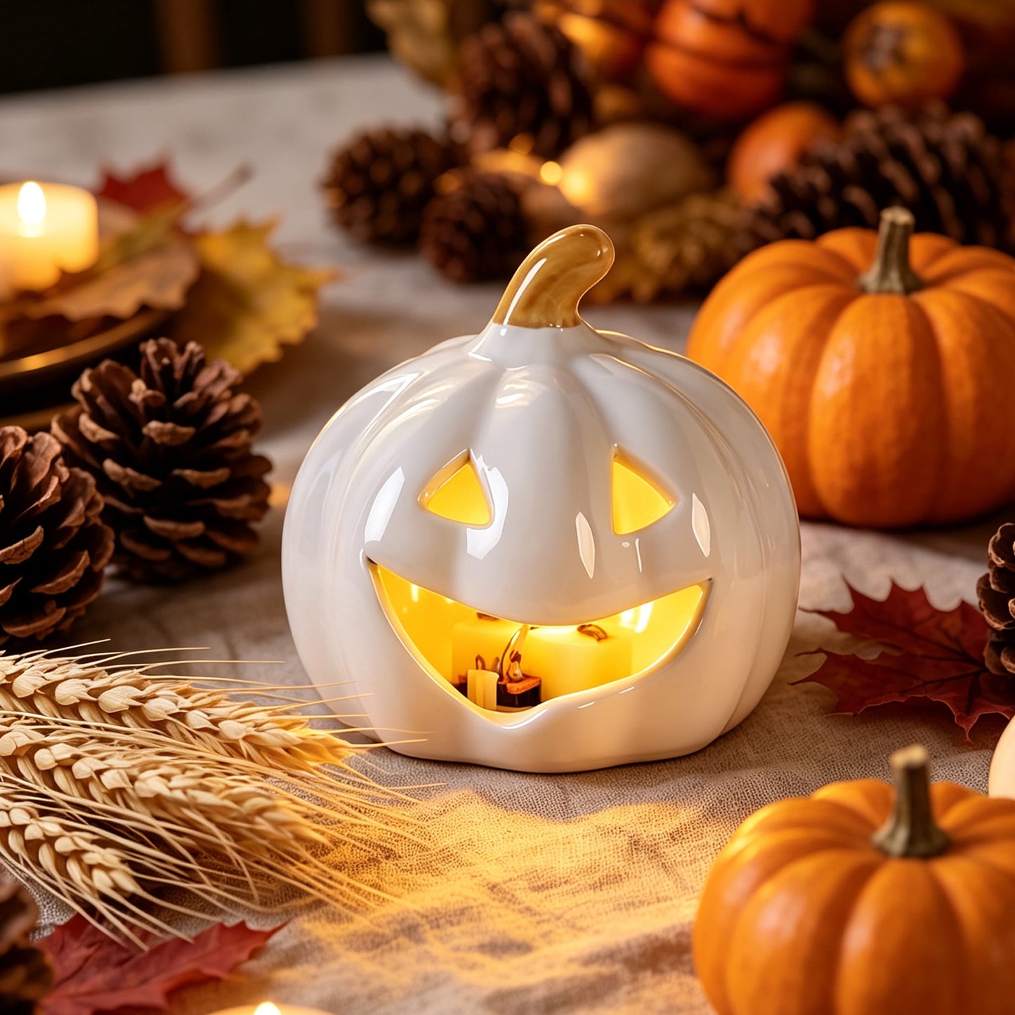 Spooky Home Jack O Lantern Pumpkin, Halloween Hollow Jack O Lantern LED Light 7.8