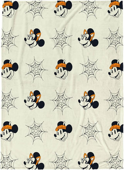 Minnie and Mickey Trick or Treat Halloween Holiday Throw Blanket, 60 x 70
