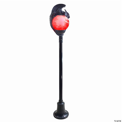 Morris Costumes TT59073 6 ft. Light-Up Flaming Dragon Lamp Post with Sound Halloween Decoration