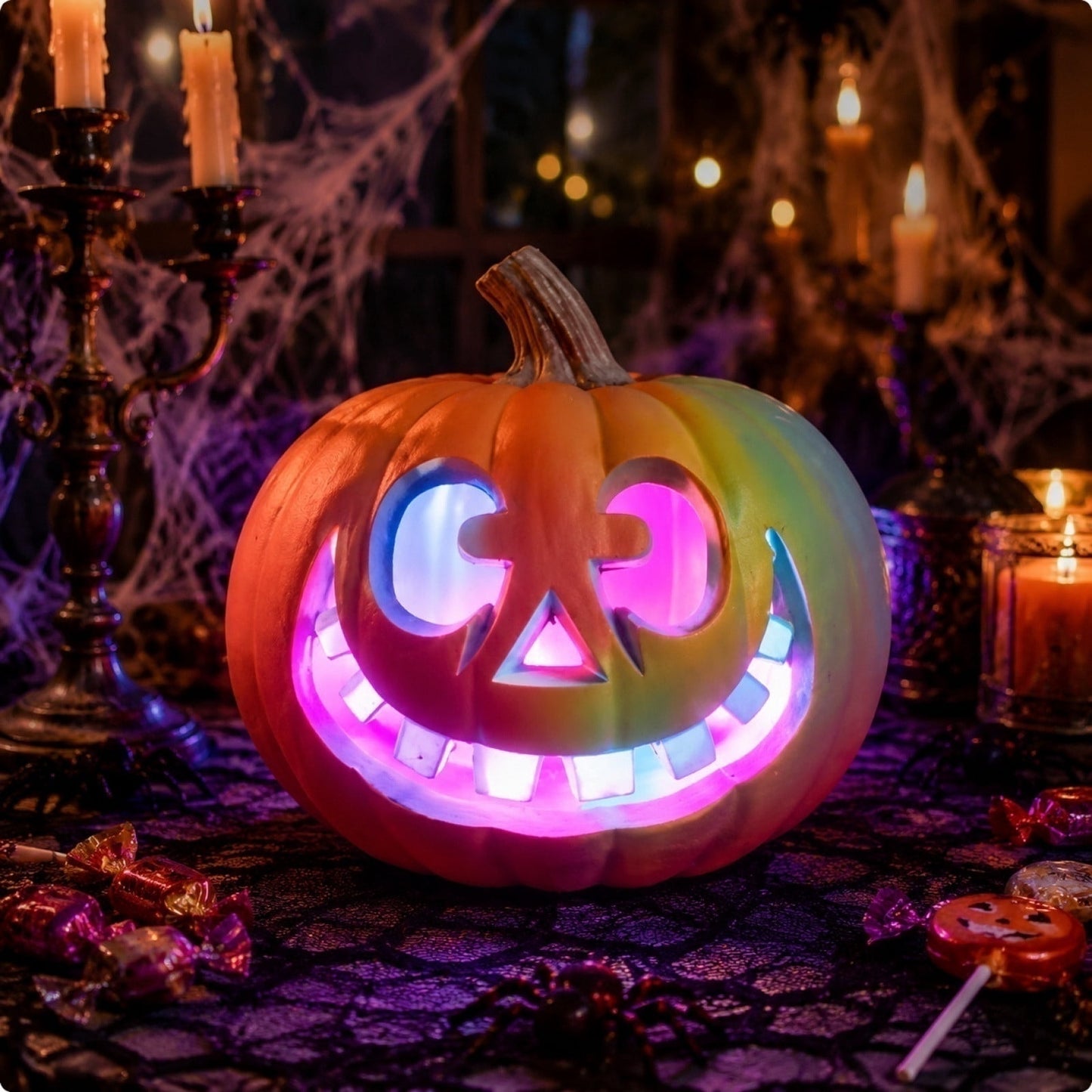 Spooky Home Jack O Lantern Pumpkin, Halloween Hollow Jack O Lantern LED Light 7.8
