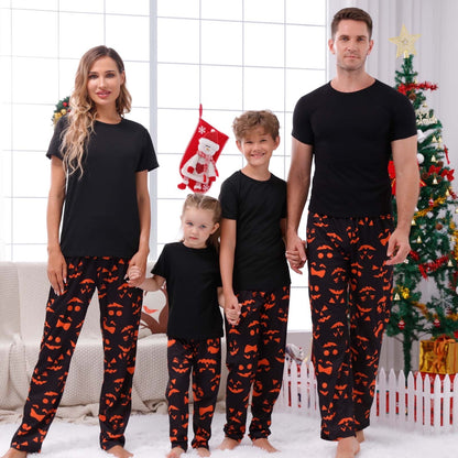 Odeerbi Matching Family Halloween Pajamas Sets Halloween Printed Family Outfits Sets 2025 Casual Short Sleeve Top with Bottom Home Wear Loungewear Sleepwear Jammies for Dad