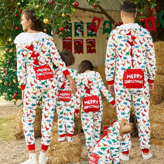 PatPat Christmas Family Matching Pajamas for Women One Piece Long Sleeve Hooded Dinosaur Costume Adult PJs for Couples Holiday Loungewear with Socks Women S
