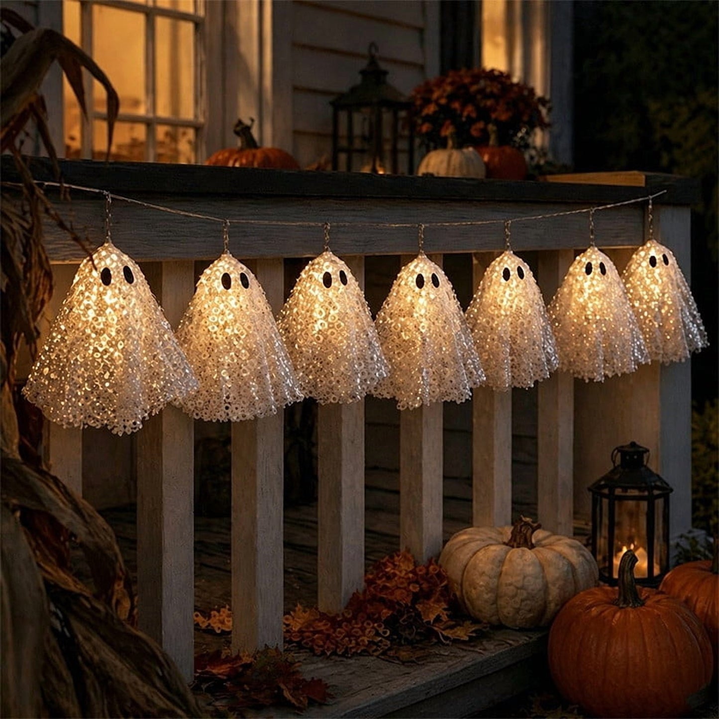 Spooky Home Vintage Stained Glass Pumpkin Table Lamp, USB Powered Jack O Lantern Night