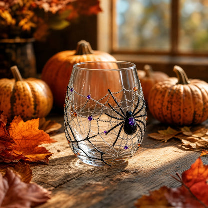 Spooky Home Vintage Stained Glass Pumpkin Table Lamp, USB Powered Jack O Lantern Night