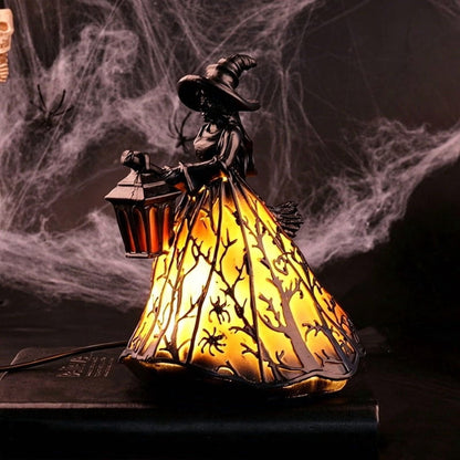 Spooky Home Vintage Stained Glass Pumpkin Table Lamp, USB Powered Jack O Lantern Night