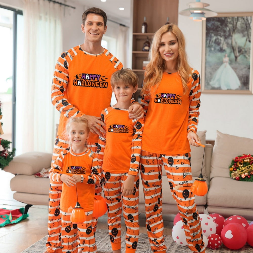 Spooky Home Halloween Matching Family Pajamas Sets Glow In The Dark Hooded Skeleton