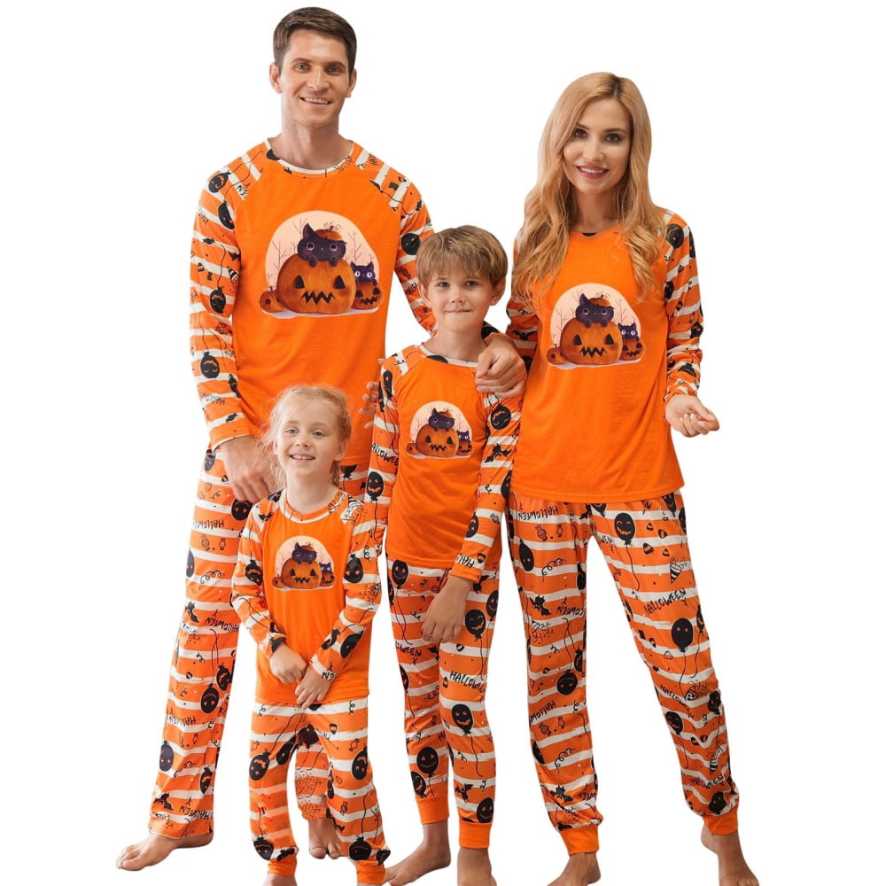 Spooky Home Halloween Matching Family Pajamas Sets Glow In The Dark Hooded Skeleton