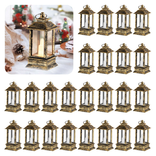Sziqiqi Bronze Vintage Mini Hanging Lanterns: LED Candles Decorative Set of 24 for Halloween Christmas Wedding Party