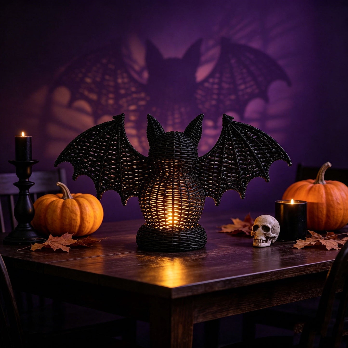 Spooky Home 2026 Black Halloween Woven Pumpkin Jack-O'-Lantern, Halloween Decorations