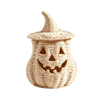 Spooky Home 2026 Black Halloween Woven Pumpkin Jack-O'-Lantern, Halloween Decorations