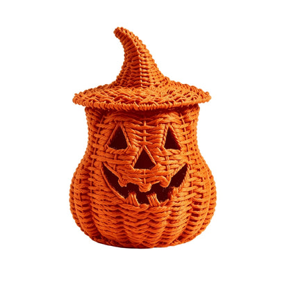 Spooky Home 2026 Black Halloween Woven Pumpkin Jack-O'-Lantern, Halloween Decorations