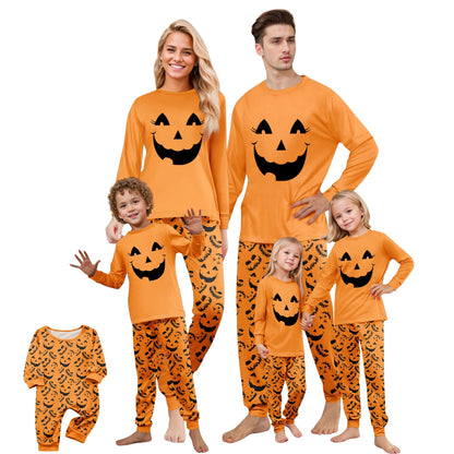 Tplvbz Matching Pajamas for Family Halloween Pumpkin Ghost Pjs Cute Holiday Pajamas Family Member Long Sleeve Matching Pjs Couple Loungewear Pijama Tops Pants for Halloween Women XXXL