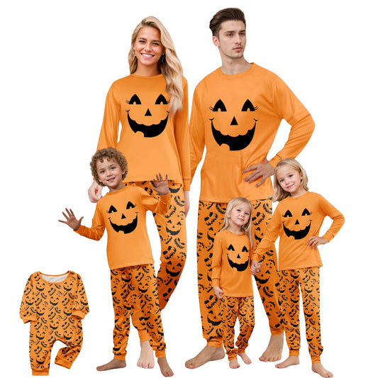 Tplvbz Matching Pajamas for Family Halloween Pumpkin Ghost Pjs Cute Holiday Pajamas Family Member Long Sleeve Matching Pjs Couple Loungewear Pijama Tops Pants for Halloween Women XXXL