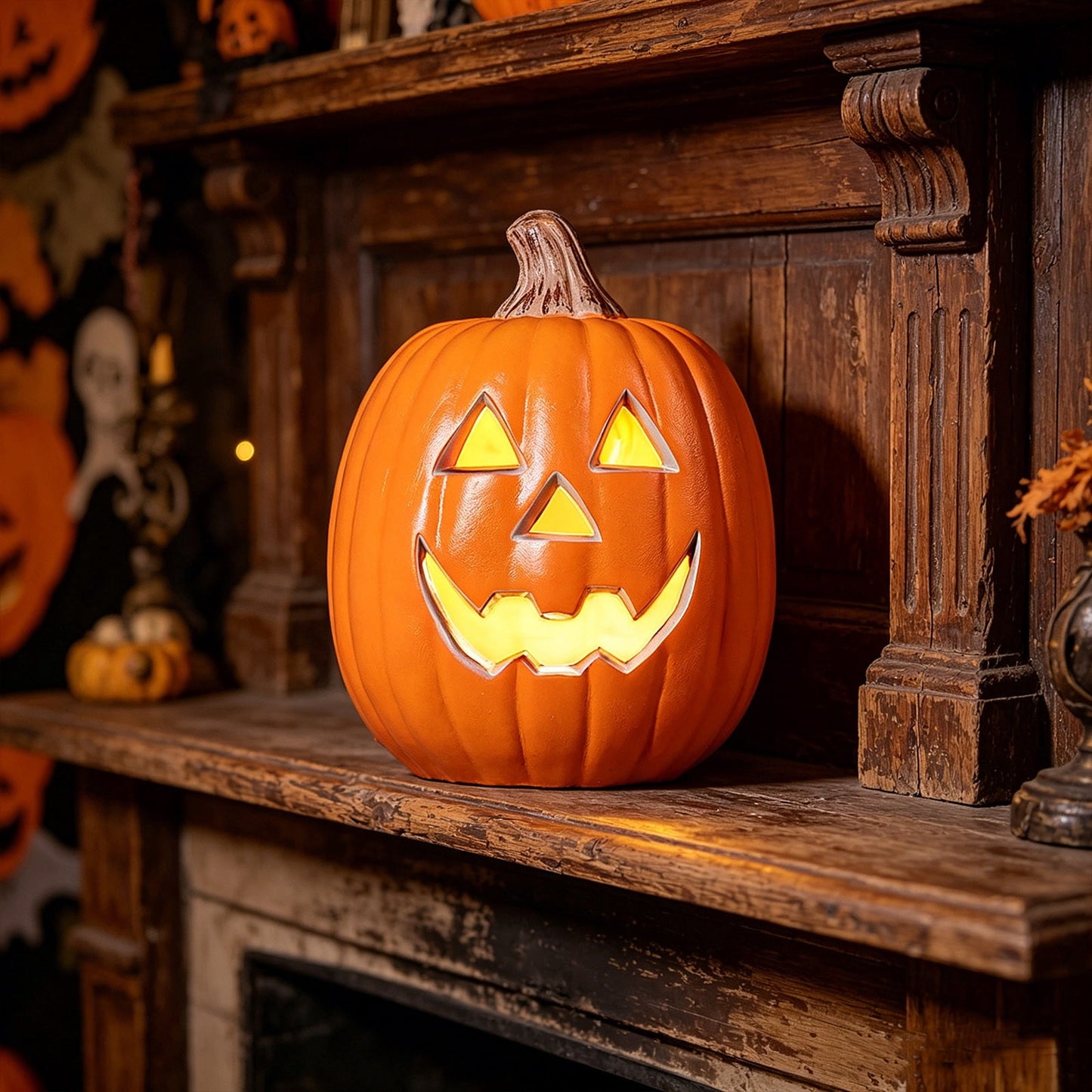 Spooky Home Jack O Lantern Pumpkin, Halloween Hollow Jack O Lantern LED Light 7.8