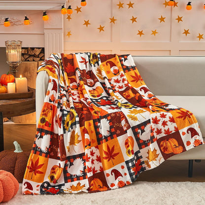 Spooky Home Halloween Throw Blanket, 51x59 inch Soft Flannel Plaid Ghost Pumpkin