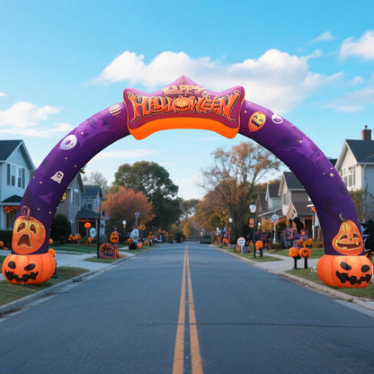 Wellcomer 27ft Halloween  Giant Inflatable Pumpkin Arch with Built-in Blower - Halloween Outdoor Decor