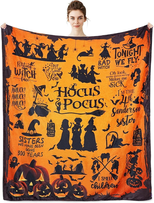 Witch Blanket Halloween Throw Blankets for Women Witch Flannel Fleece Blankets for Couch Sofa Bed Chair Decor Halloween Decorations Blanket