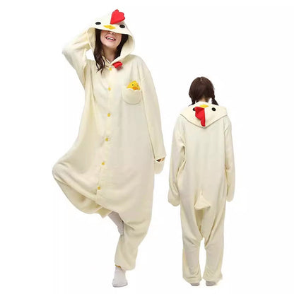 Spooky Home Couple's Cartoon Christmas Deer Pajamas, Winter Fleece Loungewear, One-Piece