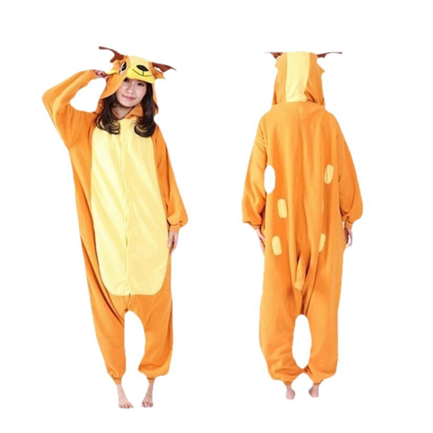 Spooky Home Couple's Cartoon Christmas Deer Pajamas, Winter Fleece Loungewear, One-Piece