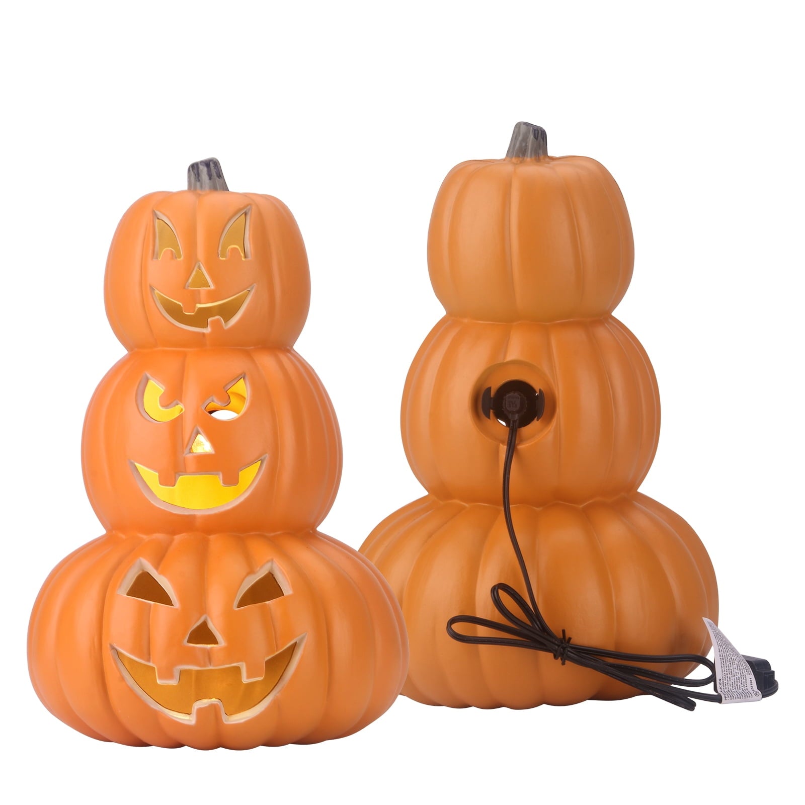 14in Halloween Jack o Lanterns Light Up Pumpkin with LED Bulb Indoor/Outdoor Decorations - Scary Face