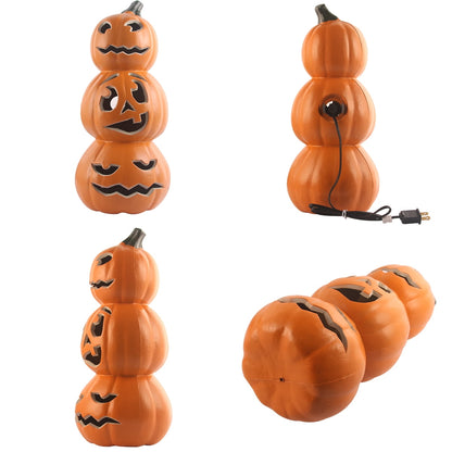 15 in 3 Tiers Jack O Lantern Ugly Face Light Up Lantern Decor Halloween Pumpkin Indoor Outdoor Decorations