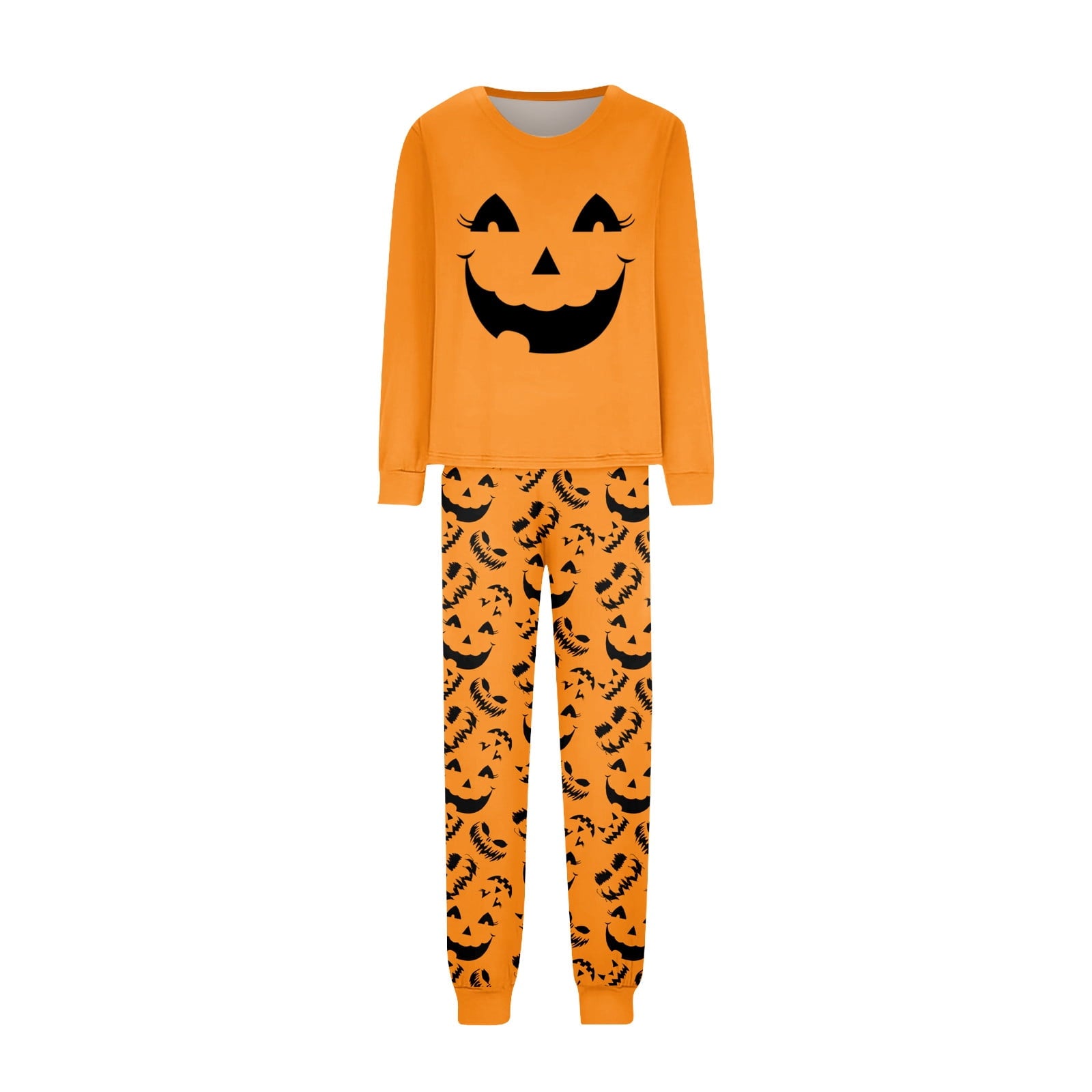 Tplvbz Matching Pajamas for Family Halloween Pumpkin Ghost Pjs Cute Holiday Pajamas Family Member Long Sleeve Matching Pjs Couple Loungewear Pijama Tops Pants for Halloween Women XXXL