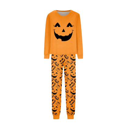 Tplvbz Matching Pajamas for Family Halloween Pumpkin Ghost Pjs Cute Holiday Pajamas Family Member Long Sleeve Matching Pjs Couple Loungewear Pijama Tops Pants for Halloween Women XXXL