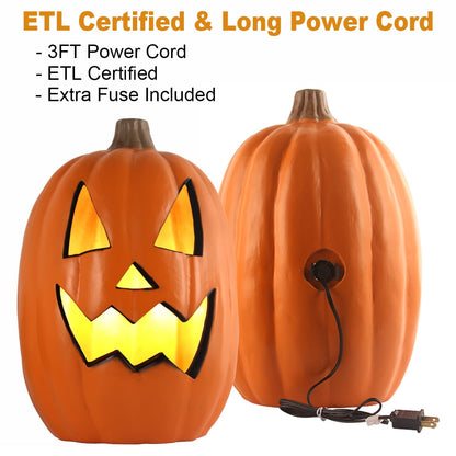 16" Pre-Lit Halloween Pumpkin Lantern - Jack O' Lantern For Porch, Fireplace, Indoor/Outdoor